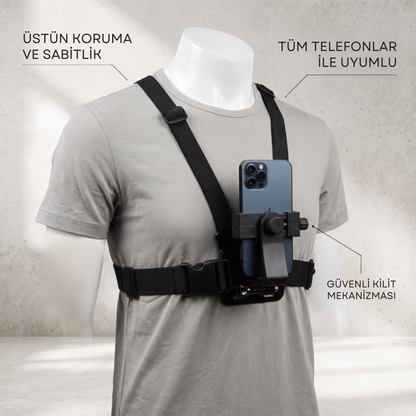 Telefon & Aksiyon Kamera Göğüs/Kafa Askı Seti (6'lı Full Set)